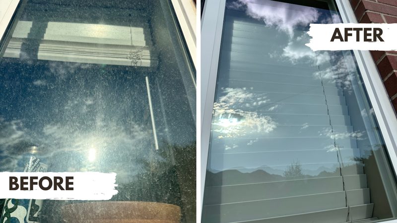 Residential window cleaning before and after - Salt Lake City home