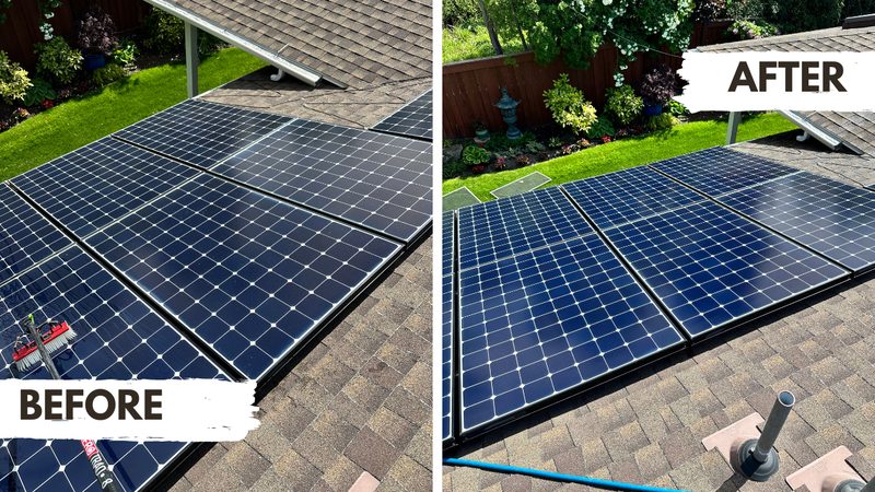 Professional solar panel washing results